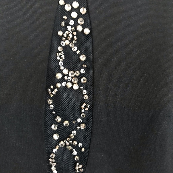Love Stitch Black Stretch Knit Shift Dress W/Rhinestones Size L - Picture 7 of 10